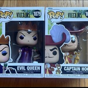 New Funko Pop Disney Villains Evil Queen 1079 & Captain Hook 1081